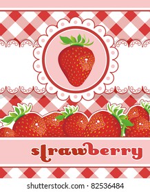 Abstract Strawberry Card Design, detailed vector illustration. Elegance food background.