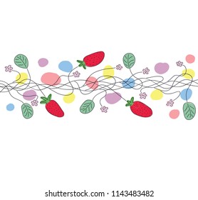 Abstract strawberry and flowers on white background