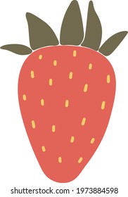 Abstract strawberry fruit vector, summer fruit illustration, boho strawberry vector