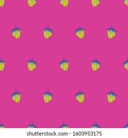 Abstract strawberry repeat pattern pink and yellow