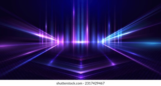 Abstract streaks of light on dark background. Dynamic light trails. Futuristic template for banner, presentations, flyers, posters. Vector EPS10.