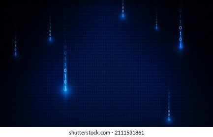 Abstract a stream of binary code numbers on the monitor are the computer matrix. Hitech communication concept innovation background, vector design