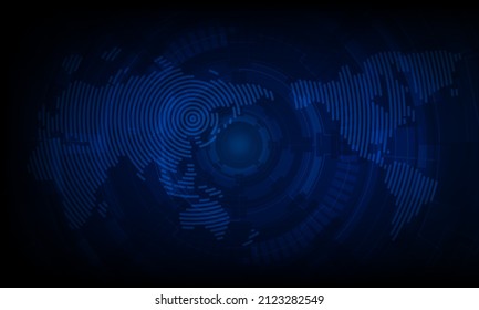 Abstract a stream of binary code numbers on the monitor are the computer matrix of world map. Hitech communication concept innovation background, vector design
