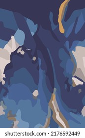 Abstract stream like, vector pattern print. blue flower inspired  