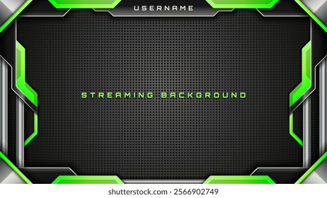 Abstract Streaming Background in Black, Silver and Lime Green Color Theme for Live Gaming and Streaming Overlays