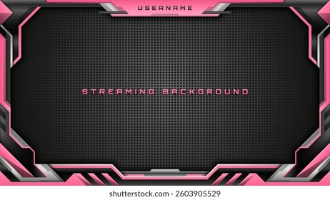 Abstract Streaming Background in Black, Silver and Pink Color Theme for Live Gaming and Streaming Broadcasts