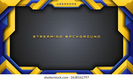 Abstract Streaming Background in Navy Blue and Yellow, Gaming Overlay Backdrop, Live Stream Screen Design