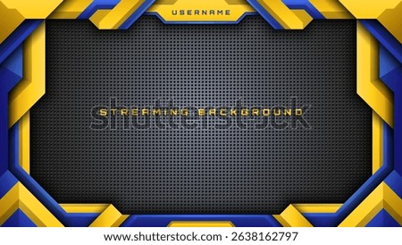 Abstract Streaming Background in Navy Blue and Yellow, Gaming Overlay Backdrop, Live Stream Screen Design