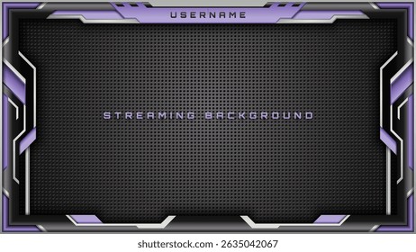 Abstract Streaming Backgrounds in Black, Silver and Lavender Theme for Gaming Overlays, Live Stream Screens