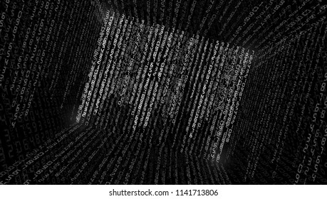 Abstract streaming binary code background. Vector illustration.