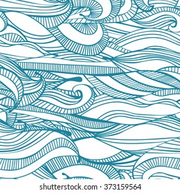Abstract streaming water pattern. Wavy striped repeatable decorative ornament. Stylized river endless vector background.