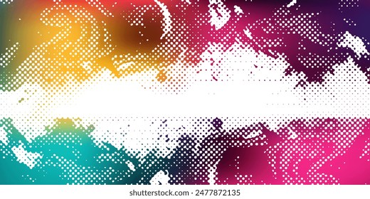 Abstract street art graffiti with vibrant colors displayed on a concrete wall backdrop, creating an urban pattern with a copy space image.