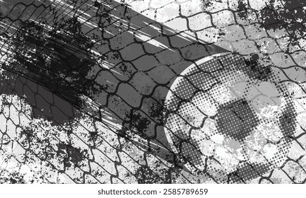 Abstract street football background vector illustration with grunge soccer ball print for your design.