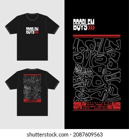 Abstract Street Wear Design Futuristic Stylish Text, Clothing Apparel Design for Screen Printing Manufacture, Black Tshirt Design Template Illustration