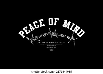 Abstract street wear peace of mind typography style collection