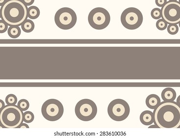 Abstract strip and circles of brown flowers wall-paper