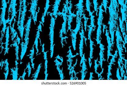 abstract strip, lines blue paint. grunge texture. black background.