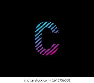 Abstract Strip  Lines C Letter Icon Design