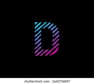 Abstract Strip  Lines D Letter Icon Design