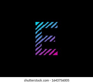 Abstract Strip  Lines E Letter Icon Design