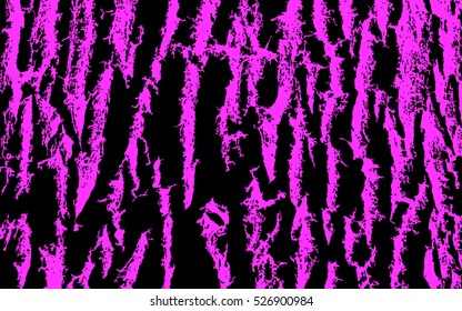 abstract strip, lines pink paint. grunge texture. black background.
