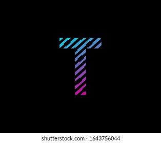 Abstract Strip  Lines T Letter Icon Design