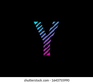 Abstract Strip  Lines Y Letter Icon Design