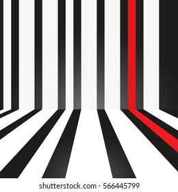 Abstract strip white and red on black background. Vector illustration.