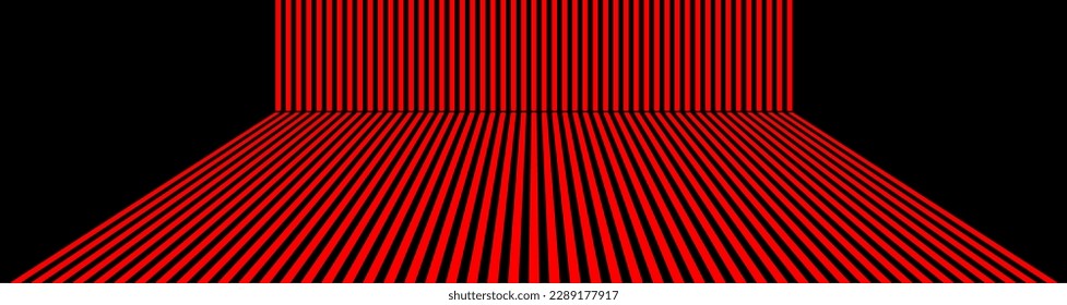 Abstract stripe background. wall and floor line design. stripe room, Abstract vertical striped - studio backdrop with empty space, Empty bright red color studio room background. Vector illustration.