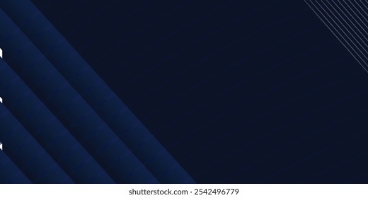 Abstract stripe blue background with dynamic effect. Motion vector Illustration with white lines decoration. Trendy dark navy blue gradients. Can be used for advertising, marketing, presentation