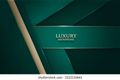 Abstract Stripe gradient green with gold lines and light effect. Luxury style
