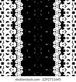 Abstract Stripe Ink Pattern. Native Art Scribble Batik. Black Color Ethnic Geo Vector. Doodle Ikat Dark Print. Black Colour Ink Doodle Textile. Simple Geometric Pattern. Abstract Dark Tribal Vector
