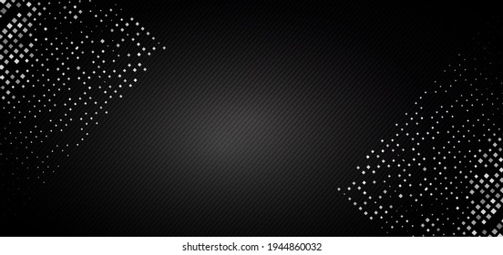 Abstract stripe lines black background. Decoration white square pattern with copy space for text. You can use for ad, poster, template, business presentation. Vector illustration