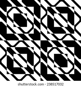 Abstract Stripe Pattern. Vector Seamless Black and White Background. Regular Checkered Texture