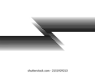 Tira abstracta de líneas negras finas sobre un fondo blanco. Patrón rayado moderno. Ilustración del vector