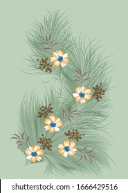 Abstract stripe vector flower on green background