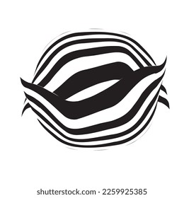Abstract stripe wave with black and white line, Pattern with optical illusion.3D geometrical background.Vector monochrome design.Modern swirl curve tunnel cover.Ball circle and lines shape. 