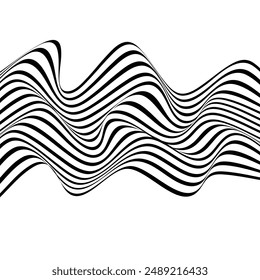 Abstract stripe wave lines. 3d optical art background. striped pattern with optical illusion