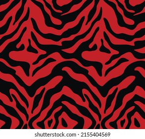 Abstract stripe zebra, tiger on red background seamless illustration