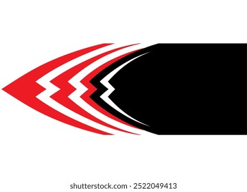 Abstract striped arrow. Modern vector pattern on white background. Vector design element. Sports striped stripe. Red and black vector background.