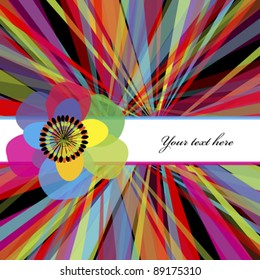 Abstract striped background with flowers and place for your text