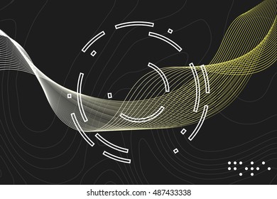 Abstract striped background with futuristic circle