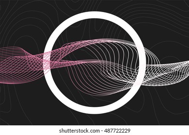 Abstract striped background with geometric figure