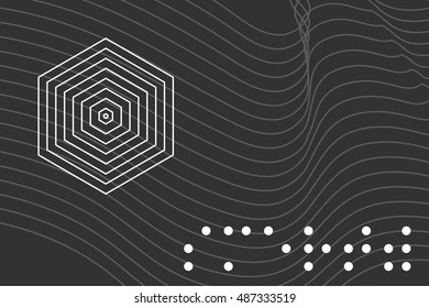 Abstract striped background with hexagon