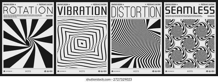 Abstract striped background. Optical illusion. Black and white design. Tunnel. 3d vector illustration for brochure, magazine, poster, presentation, flyer or banner. 