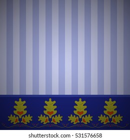 Abstract striped background with ornament of oak leaves. Striped oak background. Eps 10
