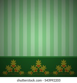 Abstract striped background with ornament of oak leaves. Striped oak background. Eps 10