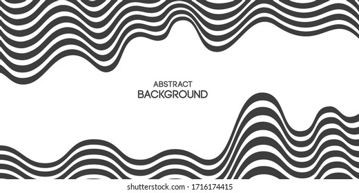 Abstract striped background, poster, banner. Composition of smooth dynamic waves, lines. Trendy design. Vector monochrome illustration in flat style.