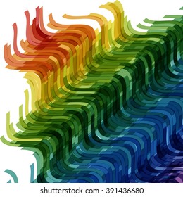 Abstract striped background. Rectangles tiles with wavy distortion. Mosaic abstract composition. Rhythmic colorful rectangle tiles. EPS10 with transparency. Decorative shapes. Spectrum background