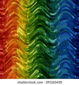 Abstract striped background. Rectangles tiles with wavy distortion. Mosaic abstract composition. Rhythmic colorful rectangle tiles. EPS10 with transparency. Decorative shapes. Spectrum background